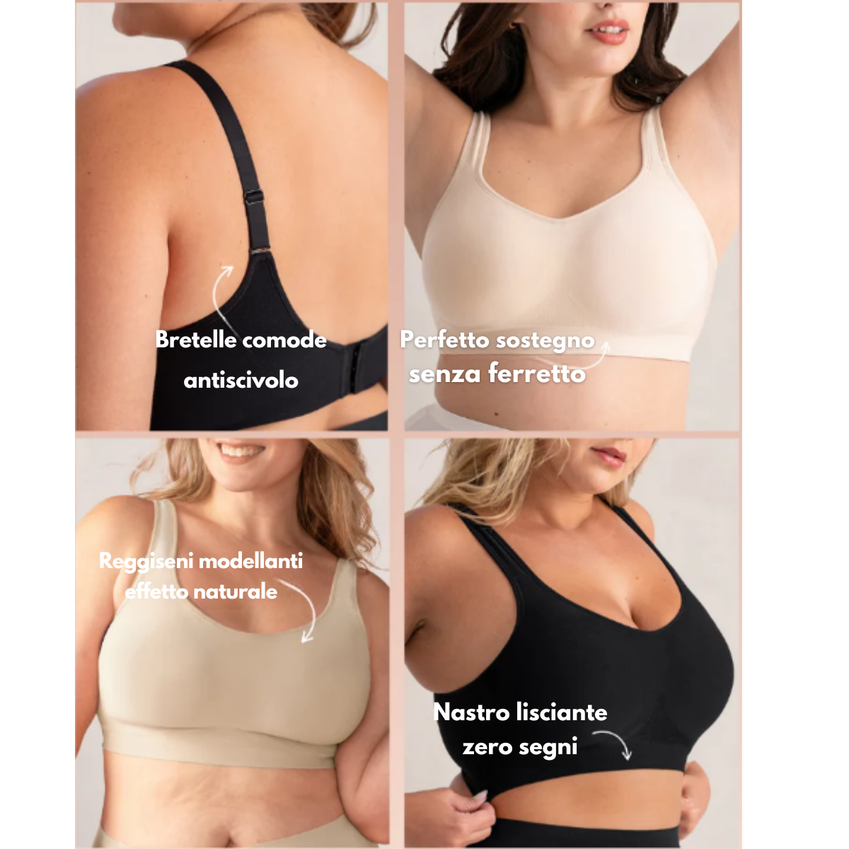 Reggiseno rassodante 3D wireless donna coppa C